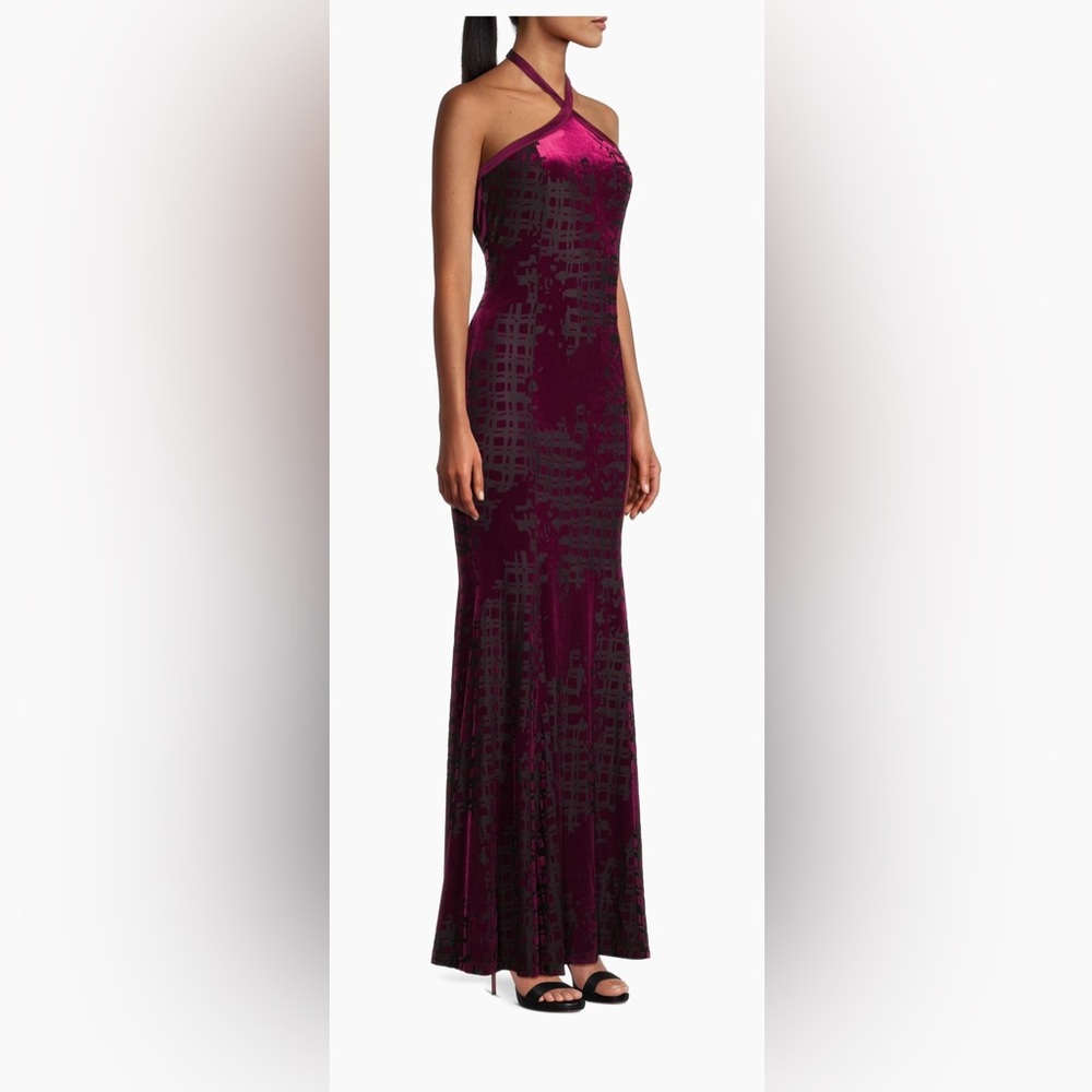 Donna Karan Social Occasion Burnout Velvet Halter neck maxi dress NWT Size 8 - Picture 6 of 14